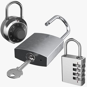 Three Silver Padlocks