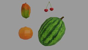 low poly fruit pack 3D model