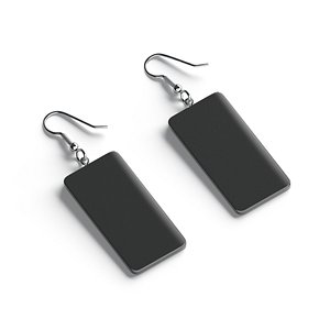 Black Rectangle Earrings - pair of plastic earing jewelery