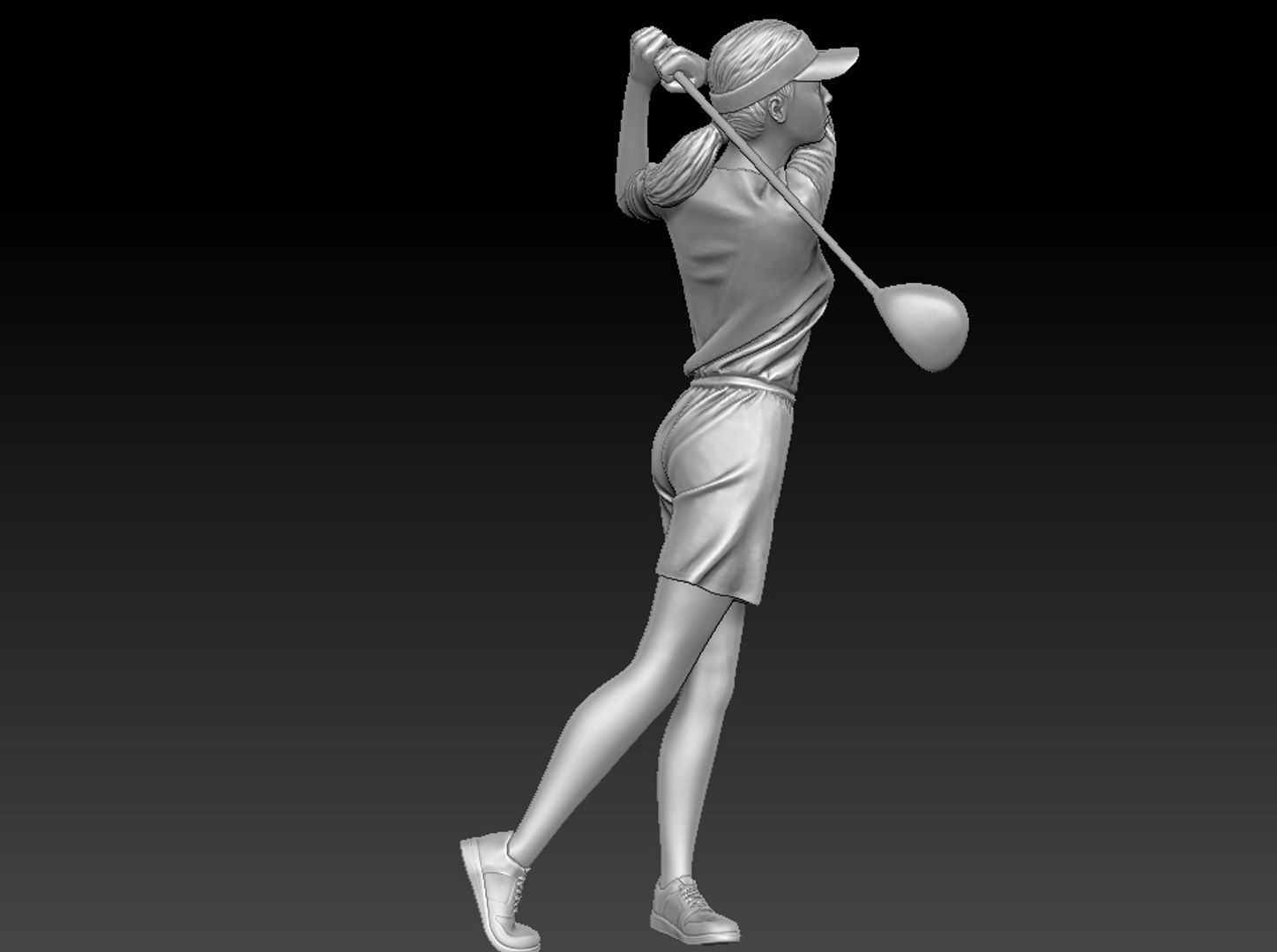 Female Golfer Sculpture 3d Model