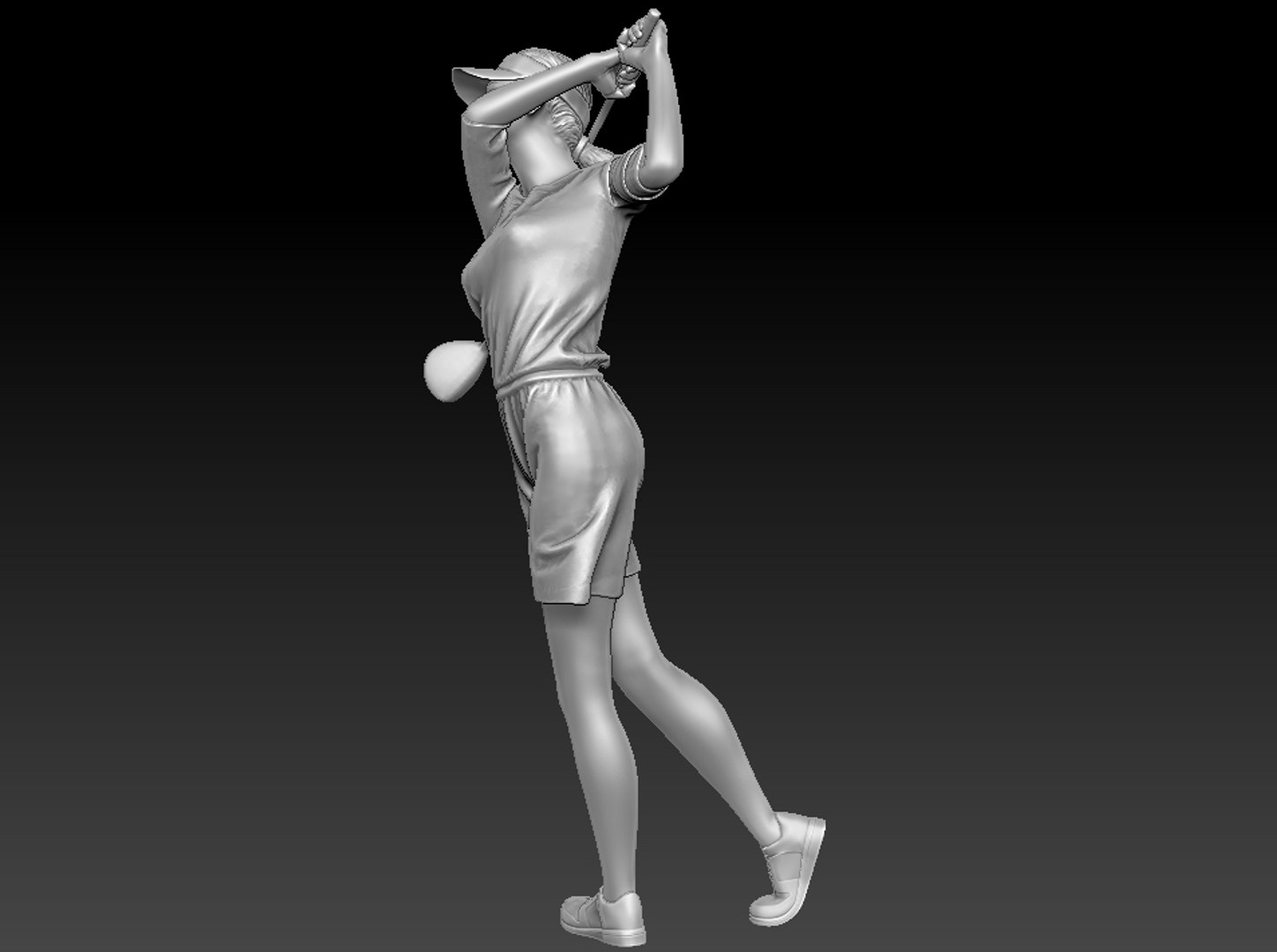 Female Golfer Sculpture 3d Model