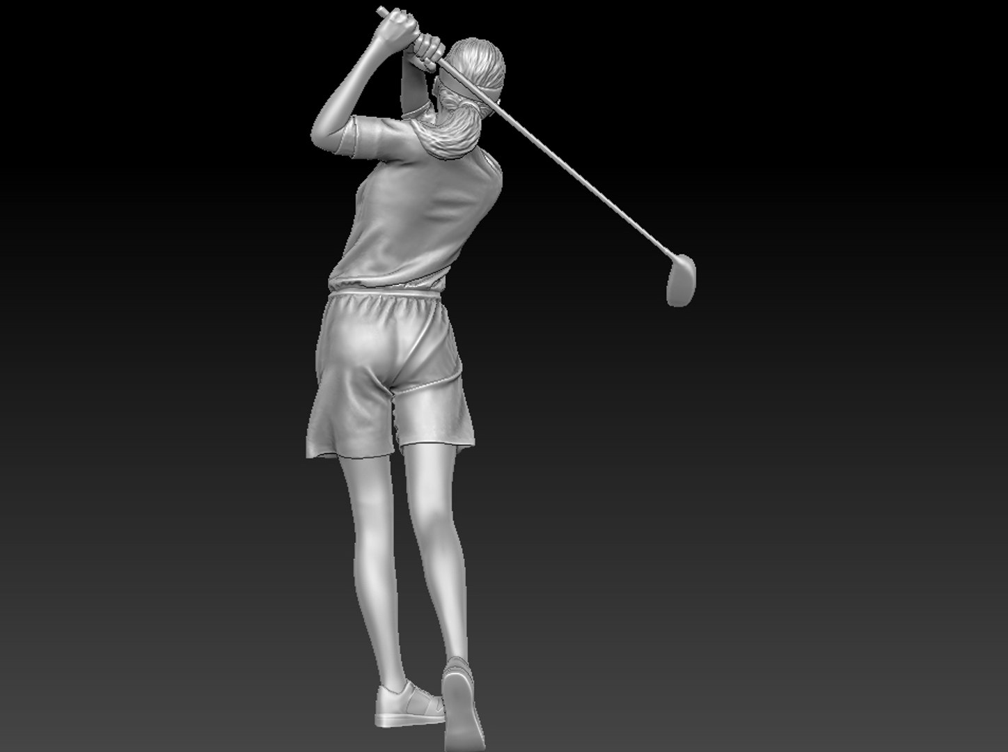 Female Golfer Sculpture 3d Model