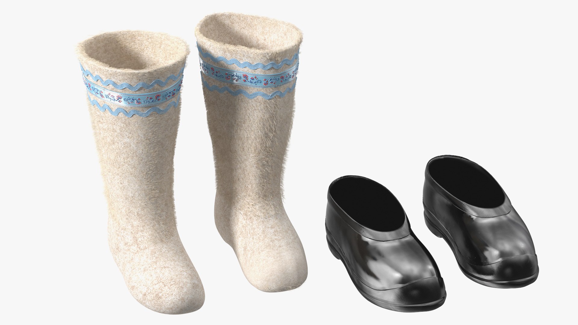 3D White Felt Boots With Rubber Waterproof Galoshes Fur model https://p.turbosquid.com/ts-thumb/x1/fTwqnL/wj/whitefeltbootswithrubberwaterproofgaloshesfurvray3dmodel014/jpg/1663711583/1920x1080/fit_q87/6763f350e30707452bdb3b38b61f53fcbf42549e/whitefeltbootswithrubberwaterproofgaloshesfurvray3dmodel014.jpg