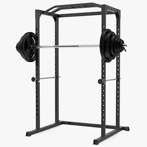 Power Cage Black and Barbell 3D model