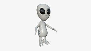 3D Cute Alien A11 Gray Black - Simple - Character Design