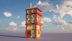 3D model Cute Apartment building - Cartoon style Octane
