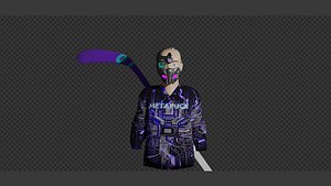 3D Cyberpunk Half Body Hockey Player model