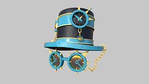 Steampunk Hat 10 Cartoon Blue - SciFi Character Design 3D
