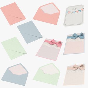 baby shower envelopes invitations 3d model