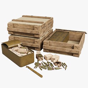 3D Military Ammunition Crate and Zinc Set