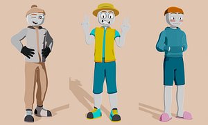 cartoon characters pack 1 - casual wear 3D model