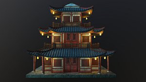 Asian Japanese and Chinese Realistic 3d Building 3D