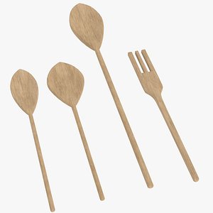 Wooden spoons and fork
