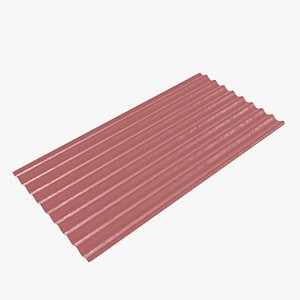 3D Red Plastic Cracked Roofing Sheet PBR model