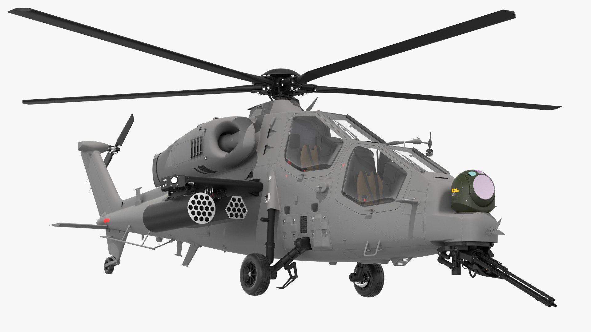 Combat Gray Helicopter Rigged 3D model preview