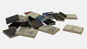3D Old Book Pile Small model