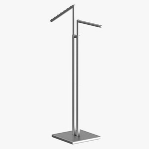 3D Clothing 2 Way Rack 01 Metal Black and White model