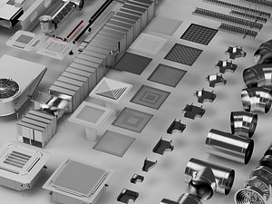 HVAC duct ventilation system and air conditioning components 3D model