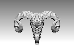 3D model bull goat statue head