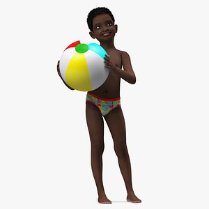 3D黑孩子男孩海滩风格操纵玛雅