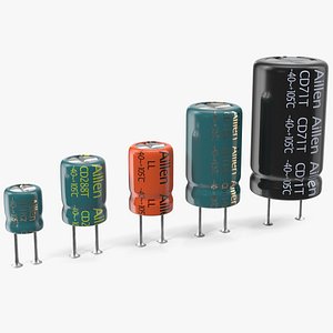 3D model aillen electrolytic capacitor soldered