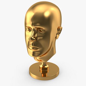 3D golden head statue gold model