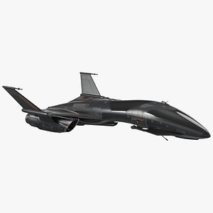 Black Futuristic Fighter Spaceship Rigged for Maya