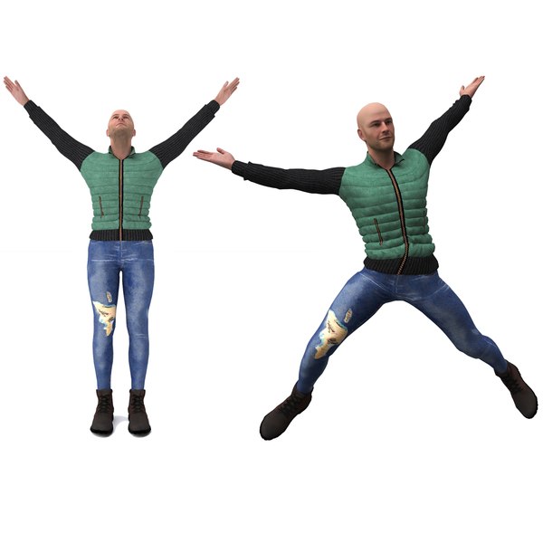 realistic man character clothing 3D model