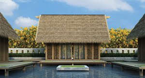 straw roof elements model