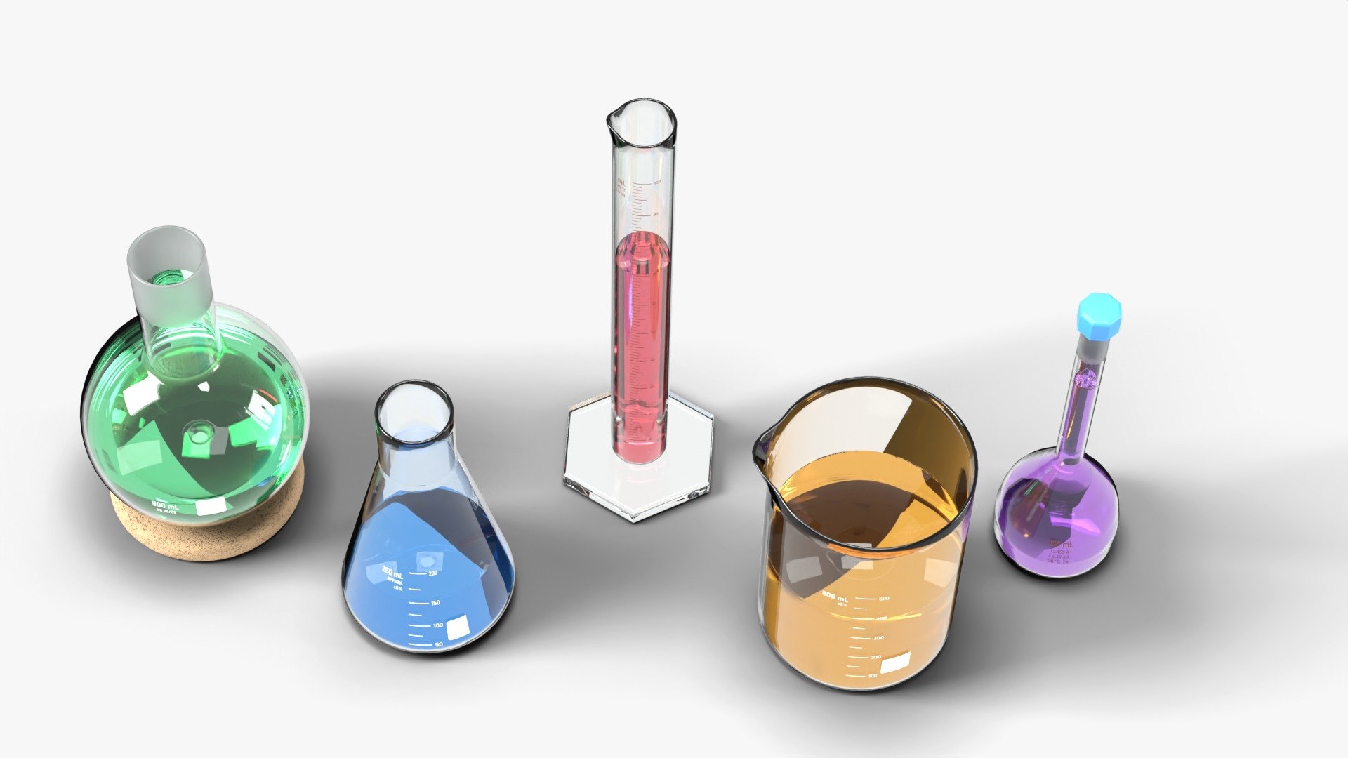 3D Laboratory Glassware Collection - 5 Pieces (Flasks, Beaker, Graduated Cylinder) https://p.turbosquid.com/ts-thumb/x3/SJzd05/0l/bundle_shot4/jpg/1792245525/1920x1080/fit_q87/edb6a6d69acd5f8508fd893e5c75142acbd6a53f/bundle_shot4.jpg