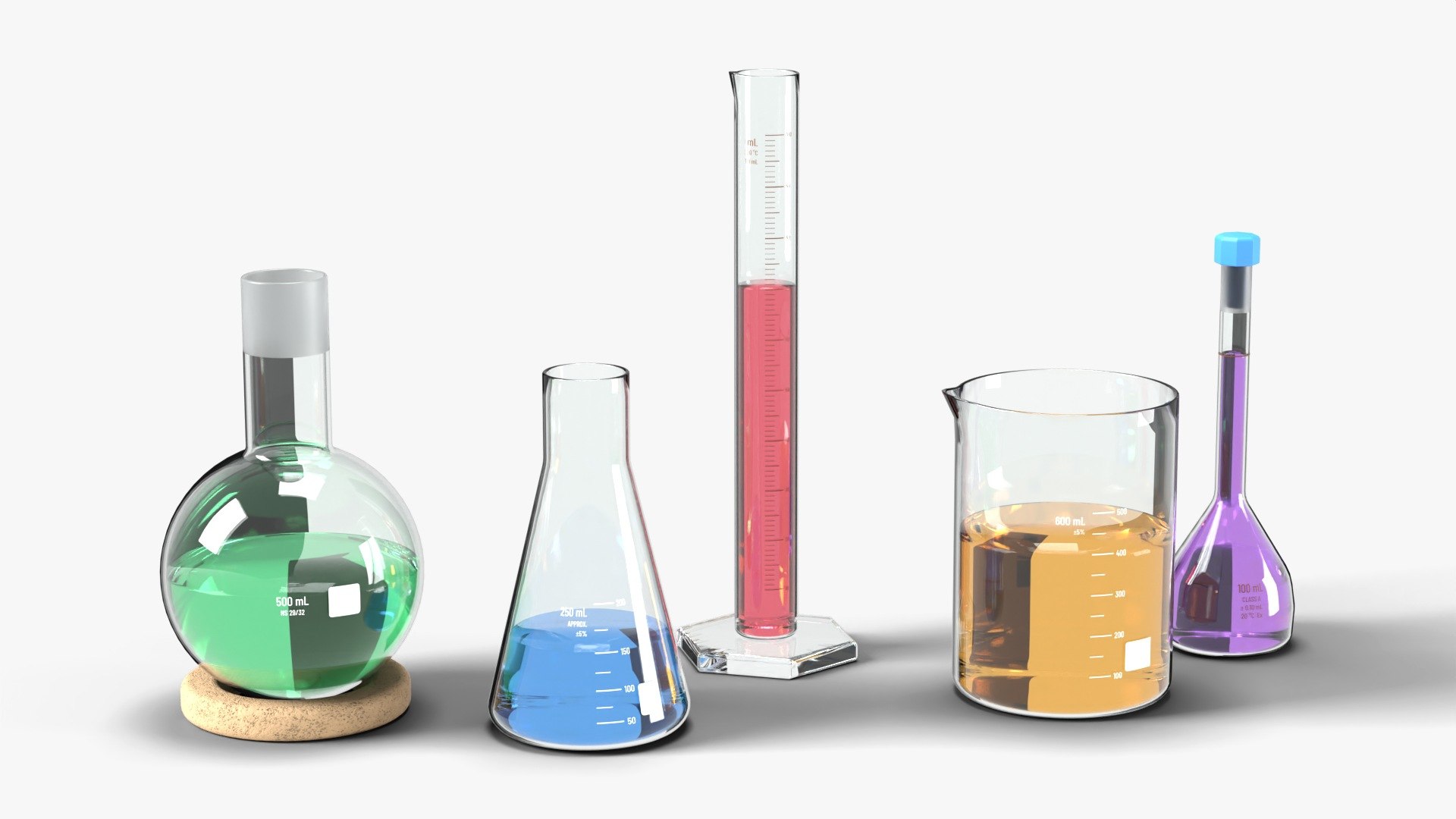 3D Laboratory Glassware Collection - 5 Pieces (Flasks, Beaker, Graduated Cylinder) https://p.turbosquid.com/ts-thumb/x3/SJzd05/7x/bundle_wide/jpg/1792245523/1920x1080/fit_q87/218dd600e5959ded9ff03650dd2cb075c806d161/bundle_wide.jpg