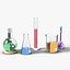 Laboratory Glassware Collection - 5 Pieces (Flasks, Beaker, Graduated Cylinder)