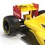 formula car rigged yellow 3d model