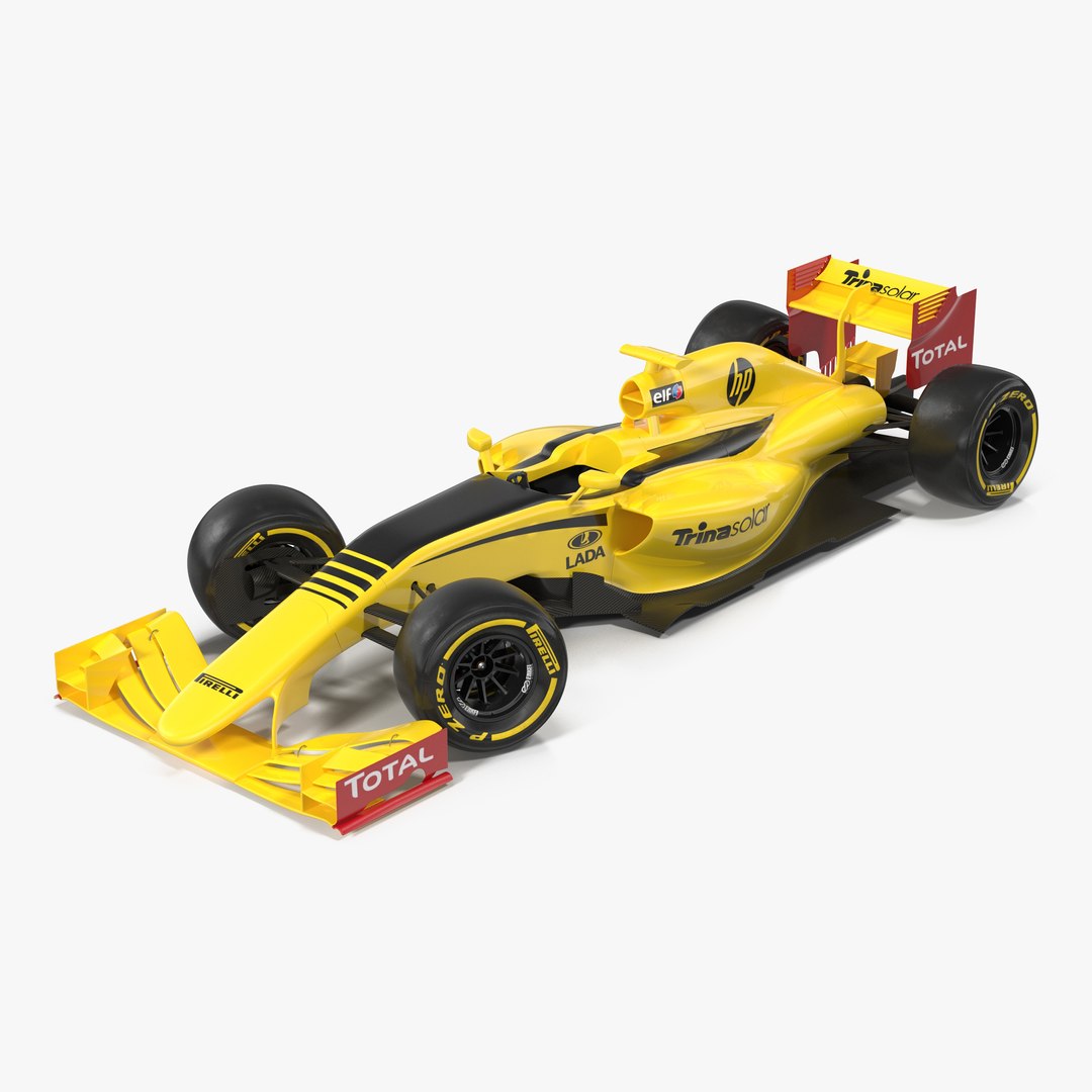 Formula One Car Rigged Yellow 3D model preview