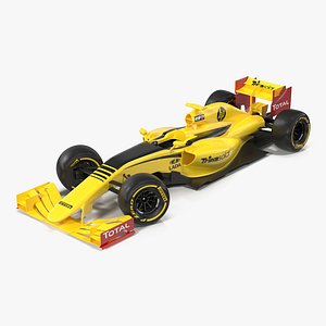 formula car rigged yellow 3d model