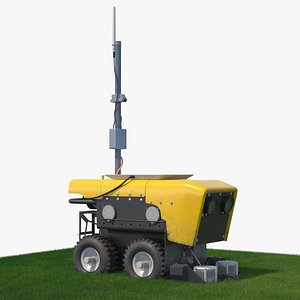 Autonomous Agricultural Robot on Grass Yellow Fur 3D model