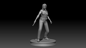3D Police Girl for 3d Print