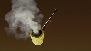 Tobacco Pipe 03 - Corncob - With Animated VDB Smoke