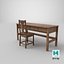 old table chair 3D