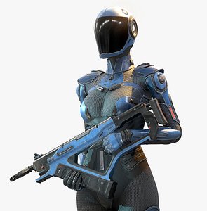 Female Cyborg Low Poly