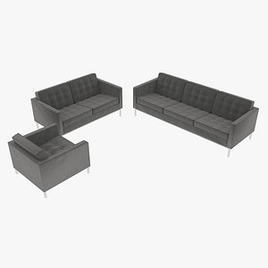3D Knoll Florence Charcoal Fabric Seating Set