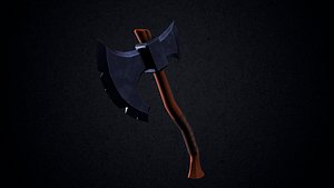 3D Stylized Battle Axe - Game Ready PBR Low Poly Model
