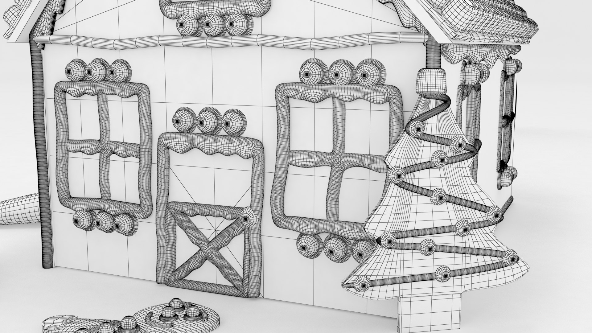 Gingerbread house gumdrops candies 3D model - TurboSquid 1654624