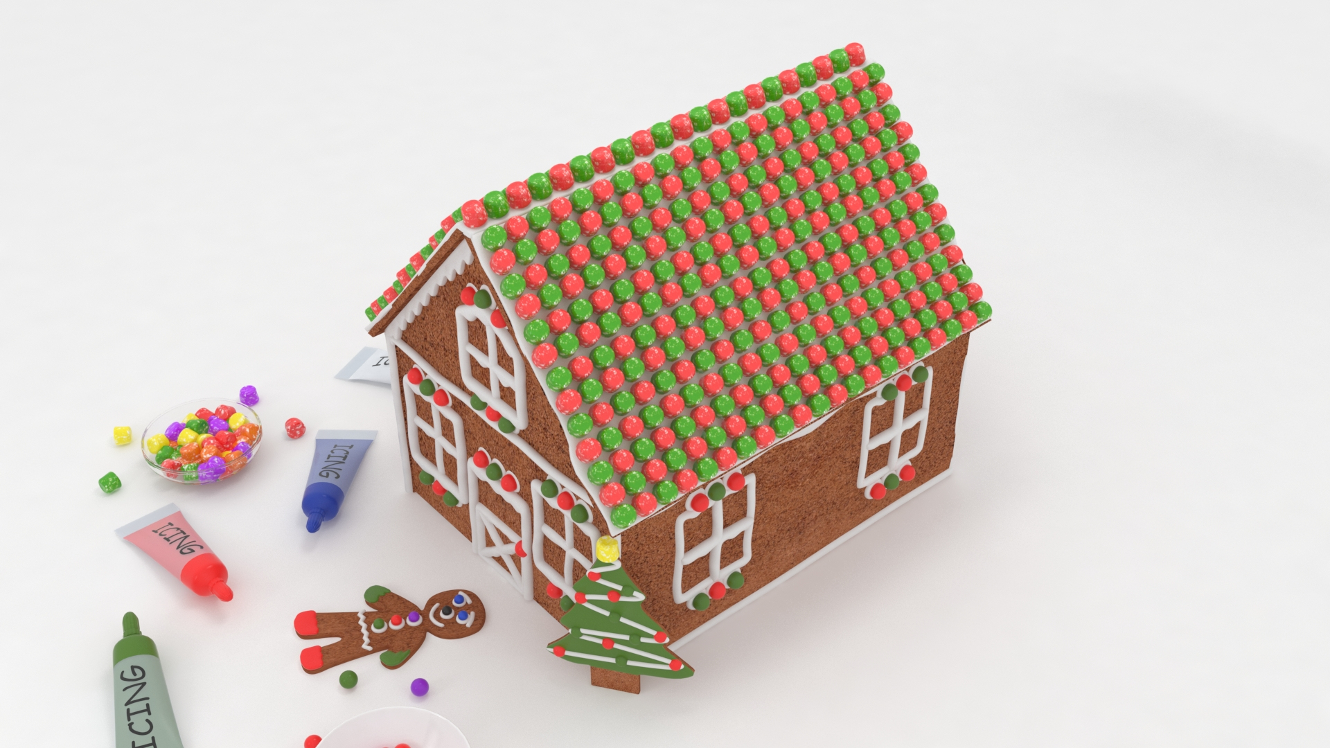 Gingerbread house gumdrops candies 3D model TurboSquid 1654624