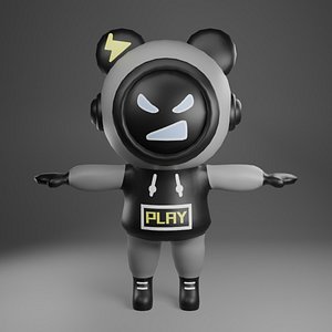 3D model Stylized Robot Panda Character Rigged Game Ready