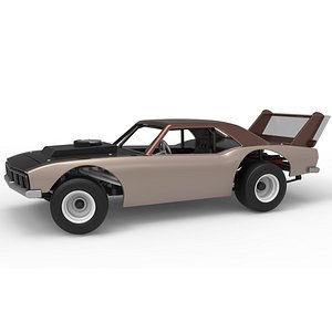 Vintage Semi-Late Model Stock Car while turning Scale 1 to 25 model