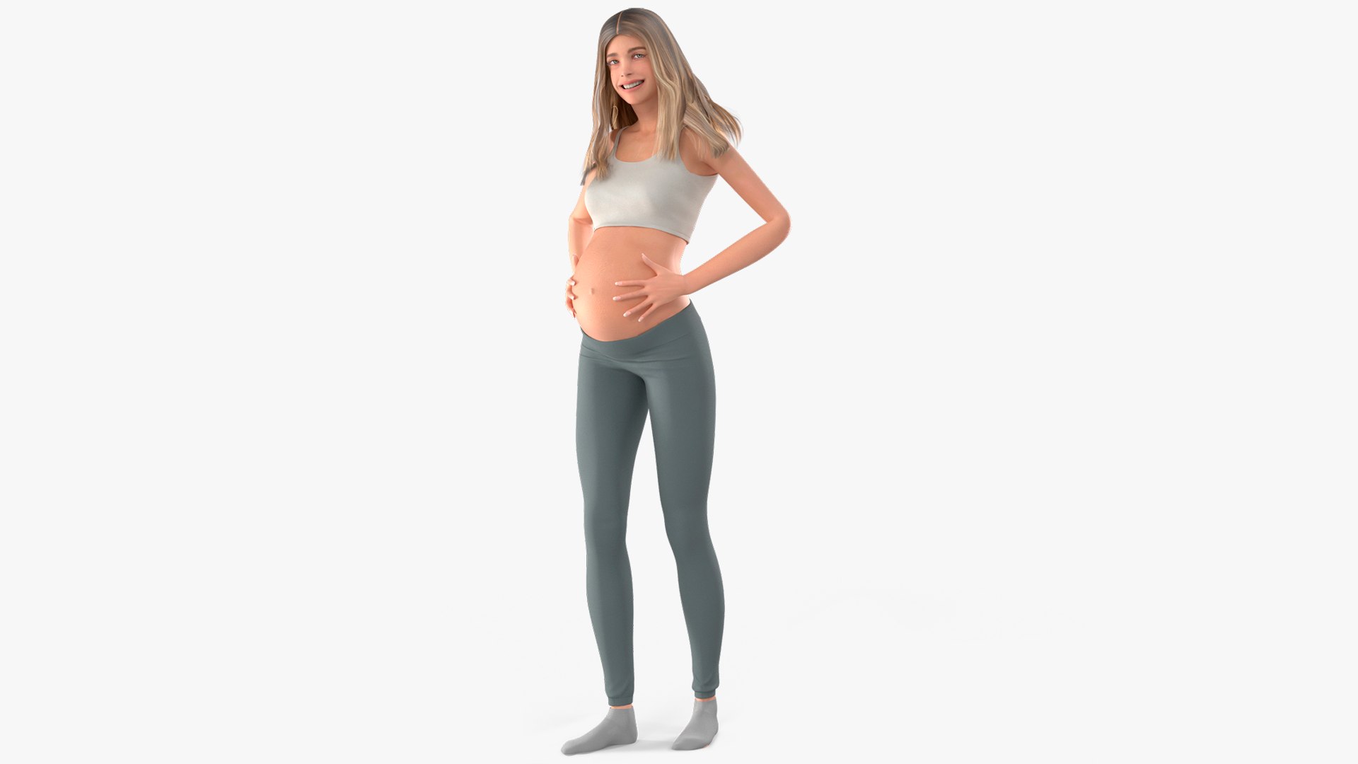 Young Pregnant Woman Rigged for Maya 3D model preview