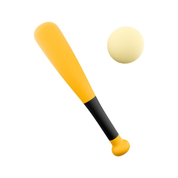 baseball bat and ball icon 3D model