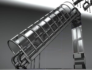 silver stairs floor wall 3D model