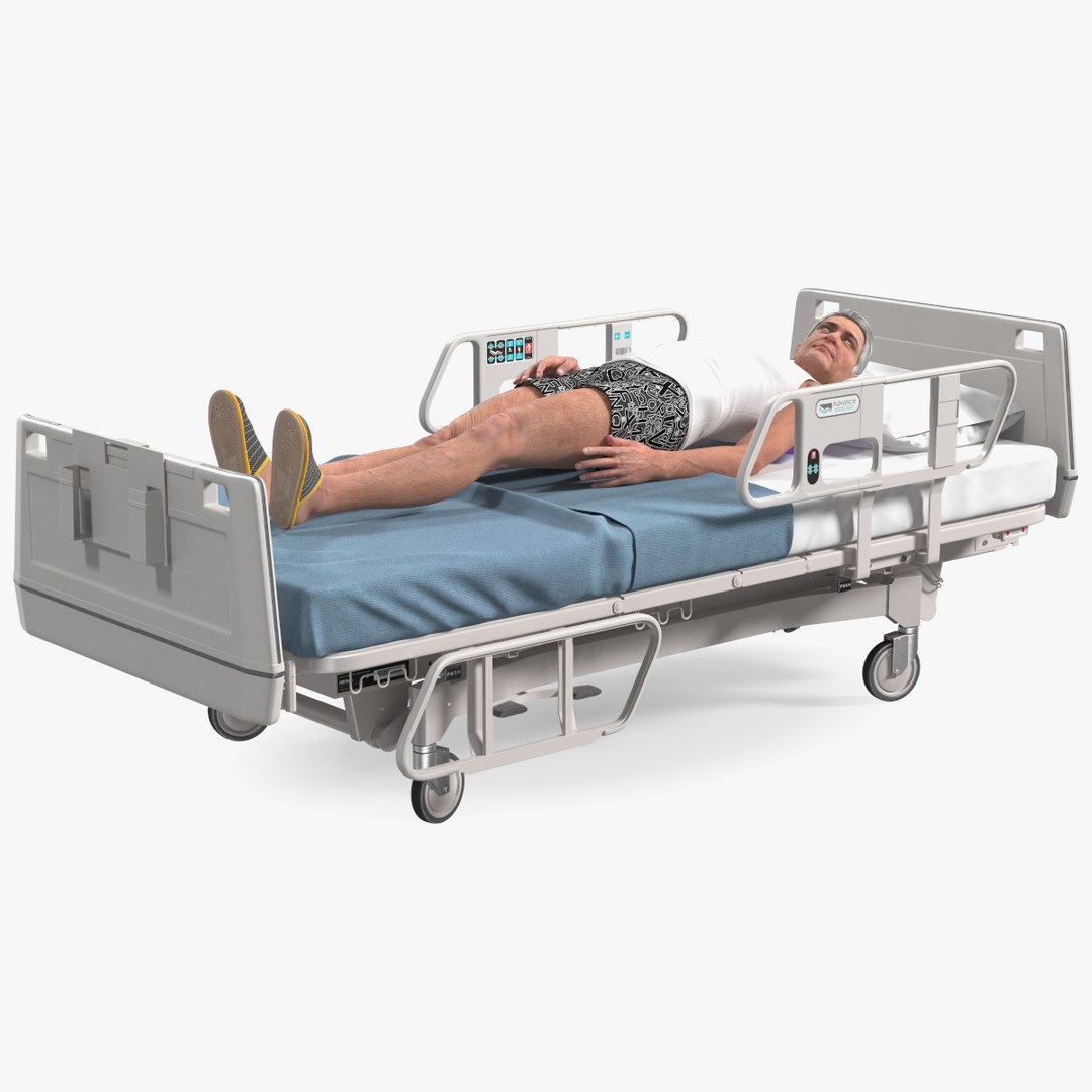 Patient on Hospital Bed Rigged 3D model preview